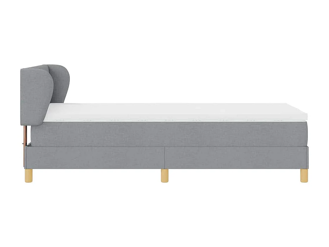 Cama de muelles con colchón color crema 90x200 cm Tejido gris claro