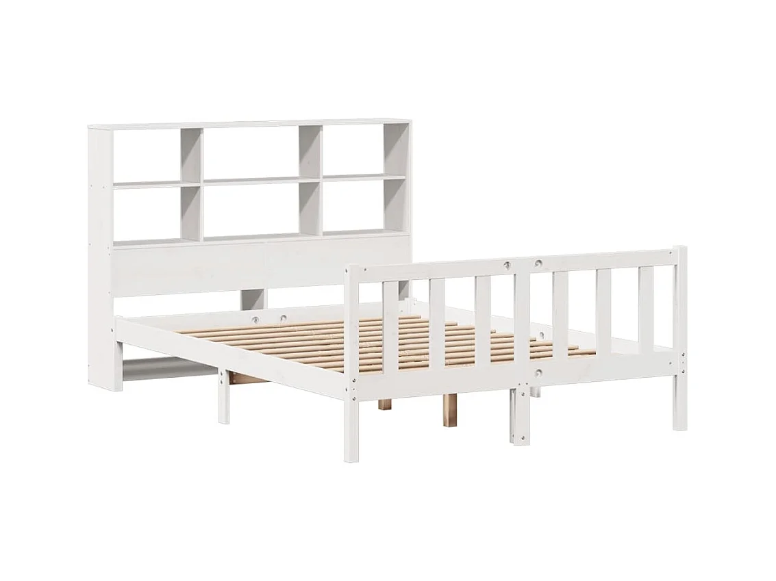 Letto libreria bianco senza materasso 120x200 cm in legno massello di pino