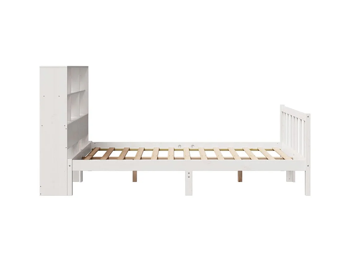 Letto libreria bianco senza materasso 120x200 cm in legno massello di pino
