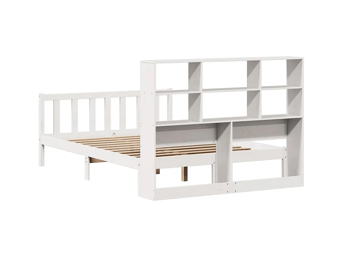 Letto libreria bianco senza materasso 120x200 cm in legno massello di pino