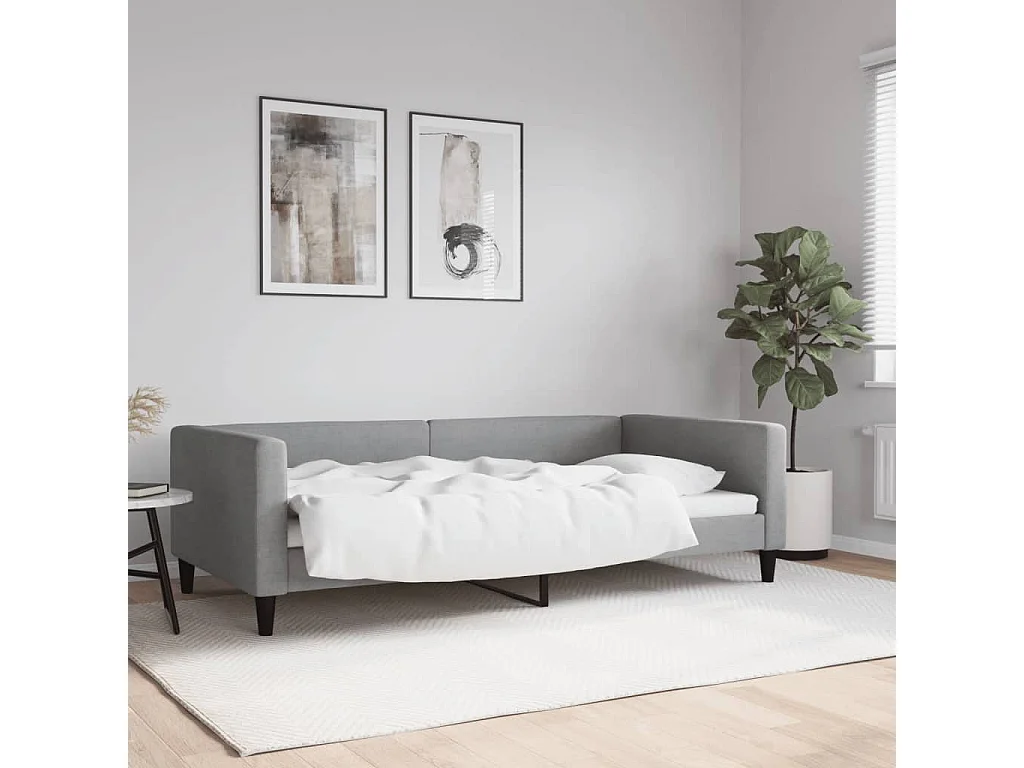 Lit de repos gris clair 100x200 cm tissu