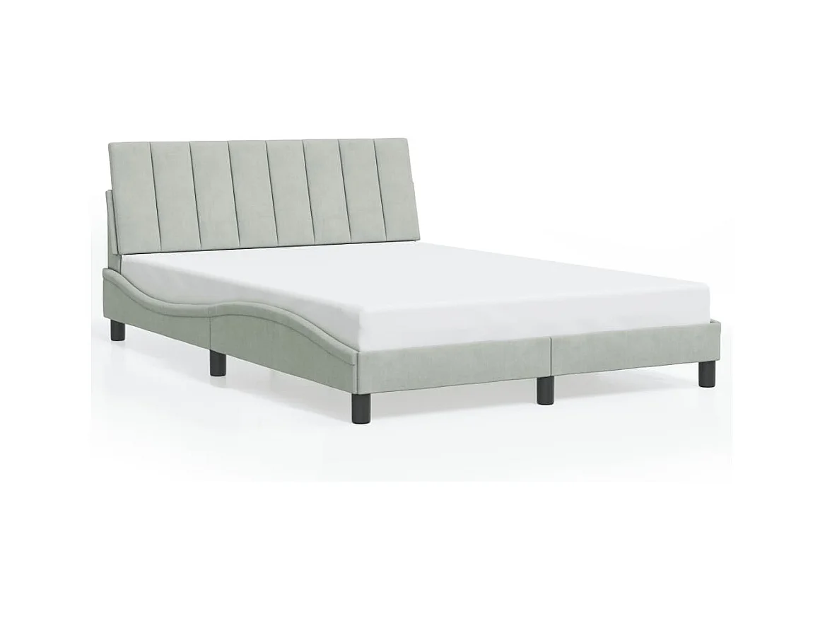 Struttura letto con LED senza materasso grigio chiaro 140x190cm velluto