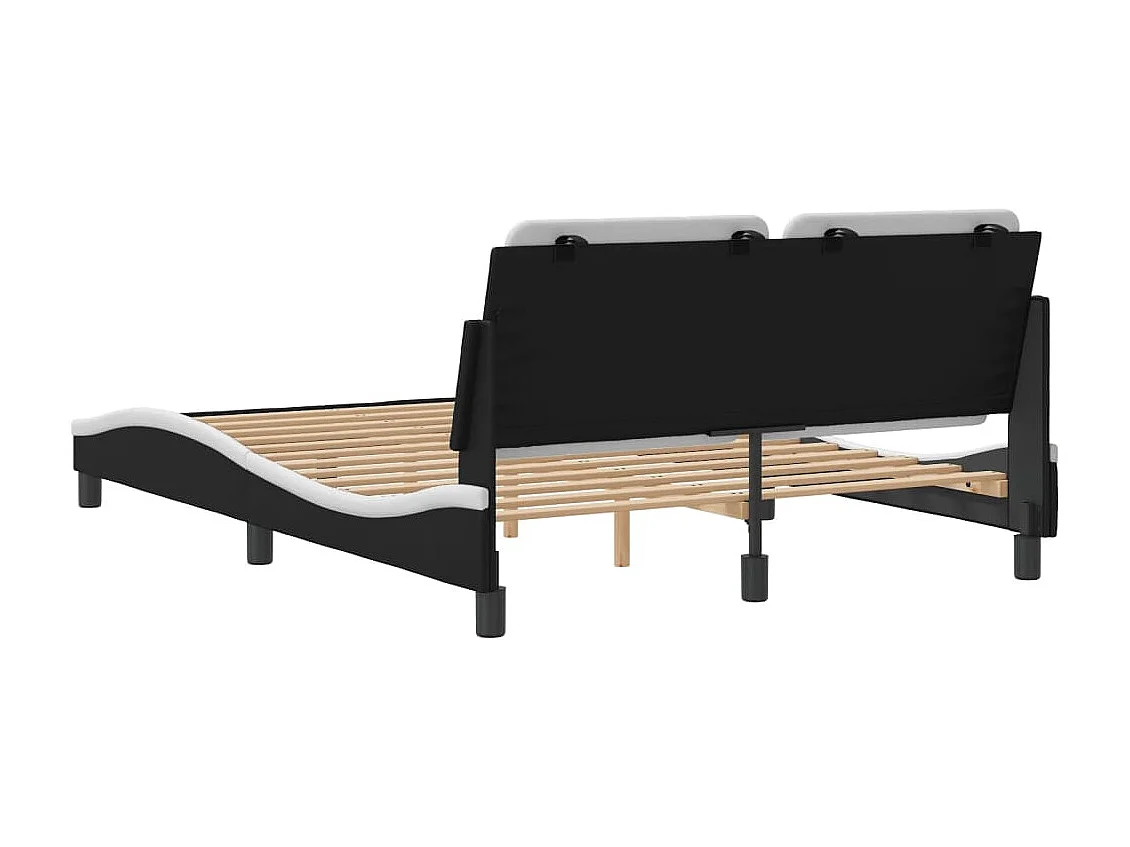 Estructura de cama sin colchón en blanco y negro 140x190 cm piel sintética