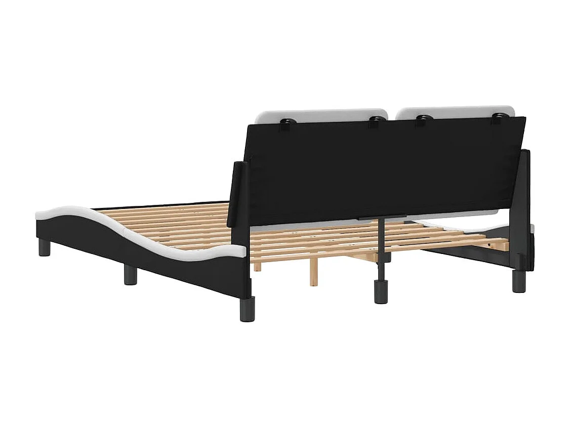 Estructura de cama sin colchón en blanco y negro 140x190 cm piel sintética