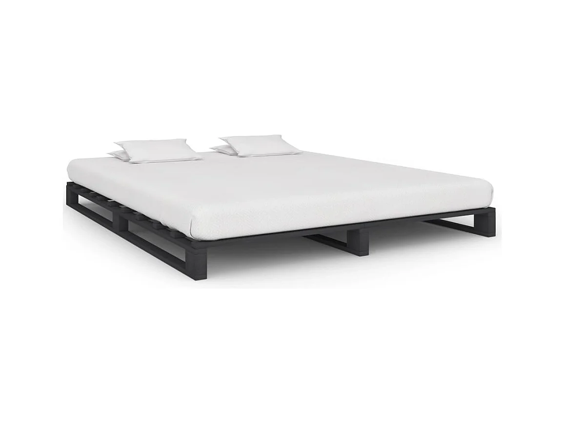 Estructura de cama de palets sin colchón gris 160x200cm madera maciza