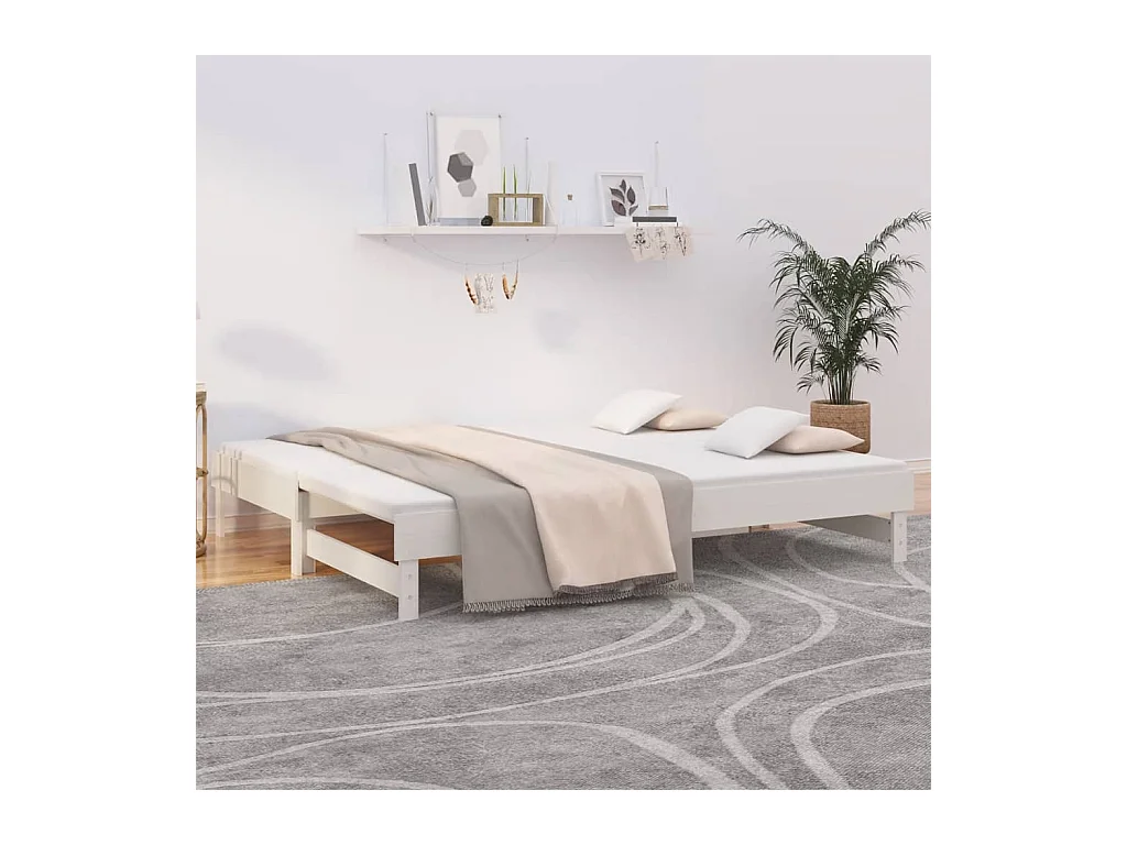 Lit coulissant sans matelas blanc 2x(80x200)cm