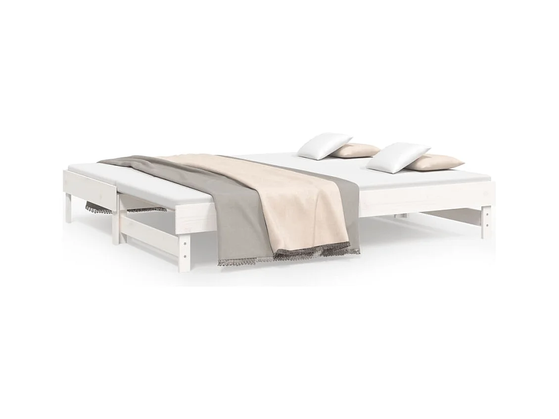 Lit coulissant sans matelas blanc 2x(80x200)cm