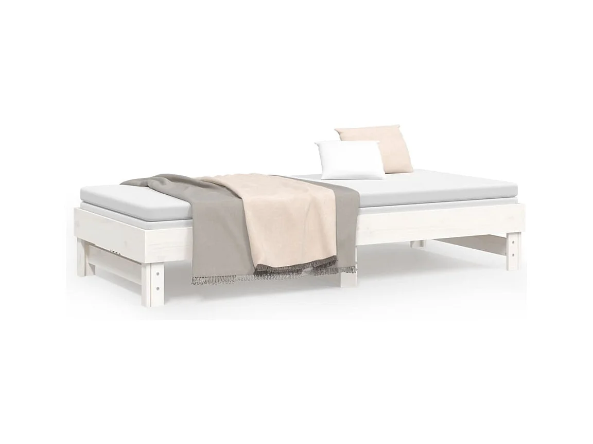 Lit coulissant sans matelas blanc 2x(80x200)cm