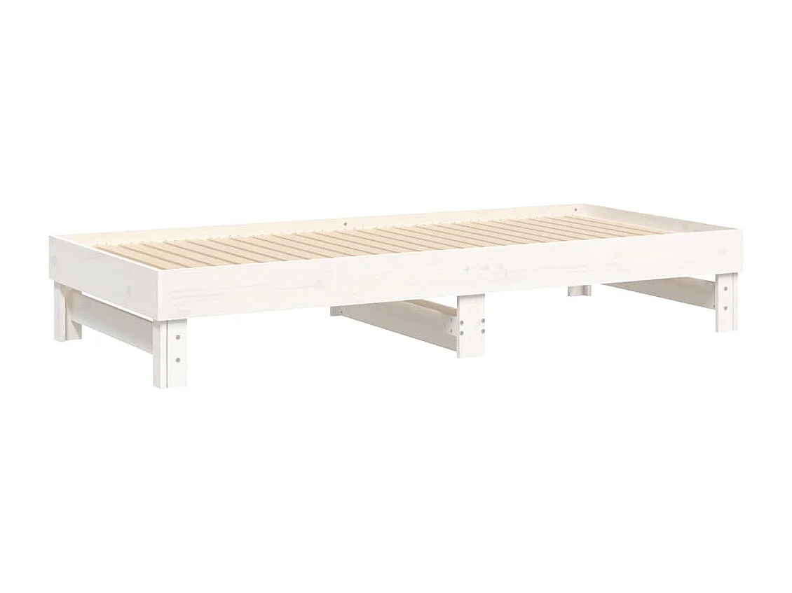 Lit coulissant sans matelas blanc 2x(80x200)cm