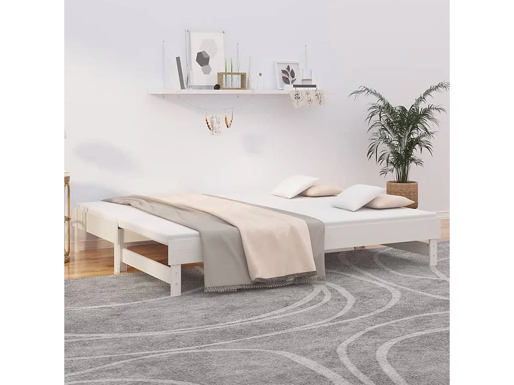 Letto scorrevole senza materasso bianco 2x(80x200)cm