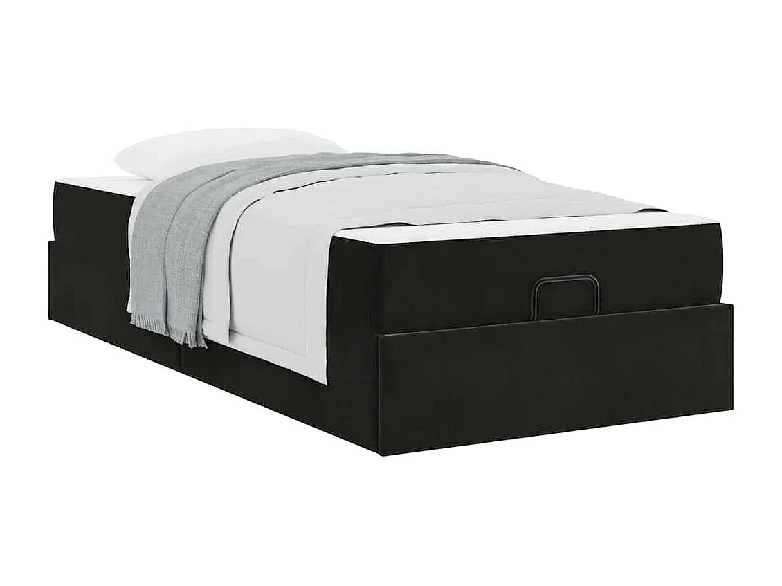 Bedframe met matras Zwart 100 x 200 cm Fluweel