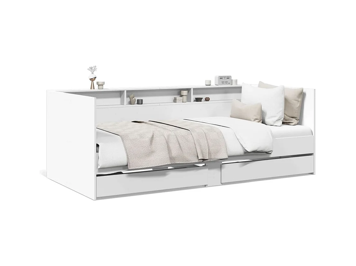 Dagbed met lades zonder matras wit 75x190 cm