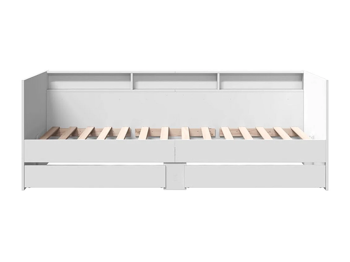 Cama de día con cajones sin colchón blanco 75x190 cm