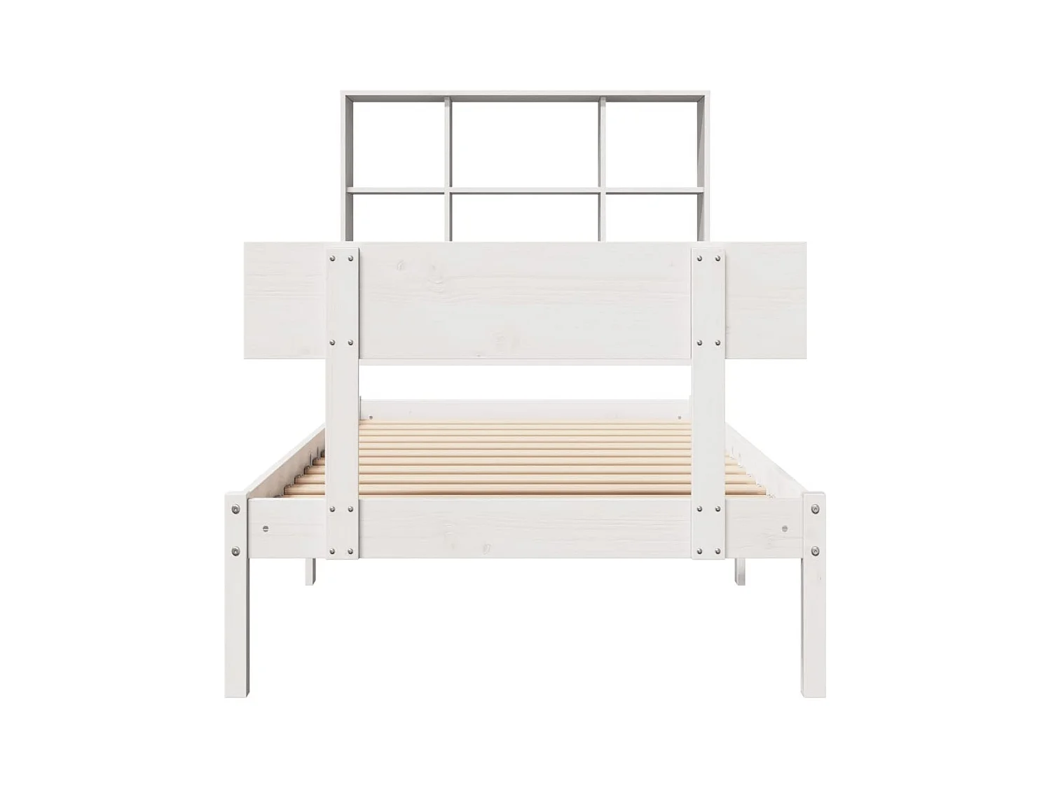 Letto libreria bianco senza materasso 90x190cm in legno massello di pino
