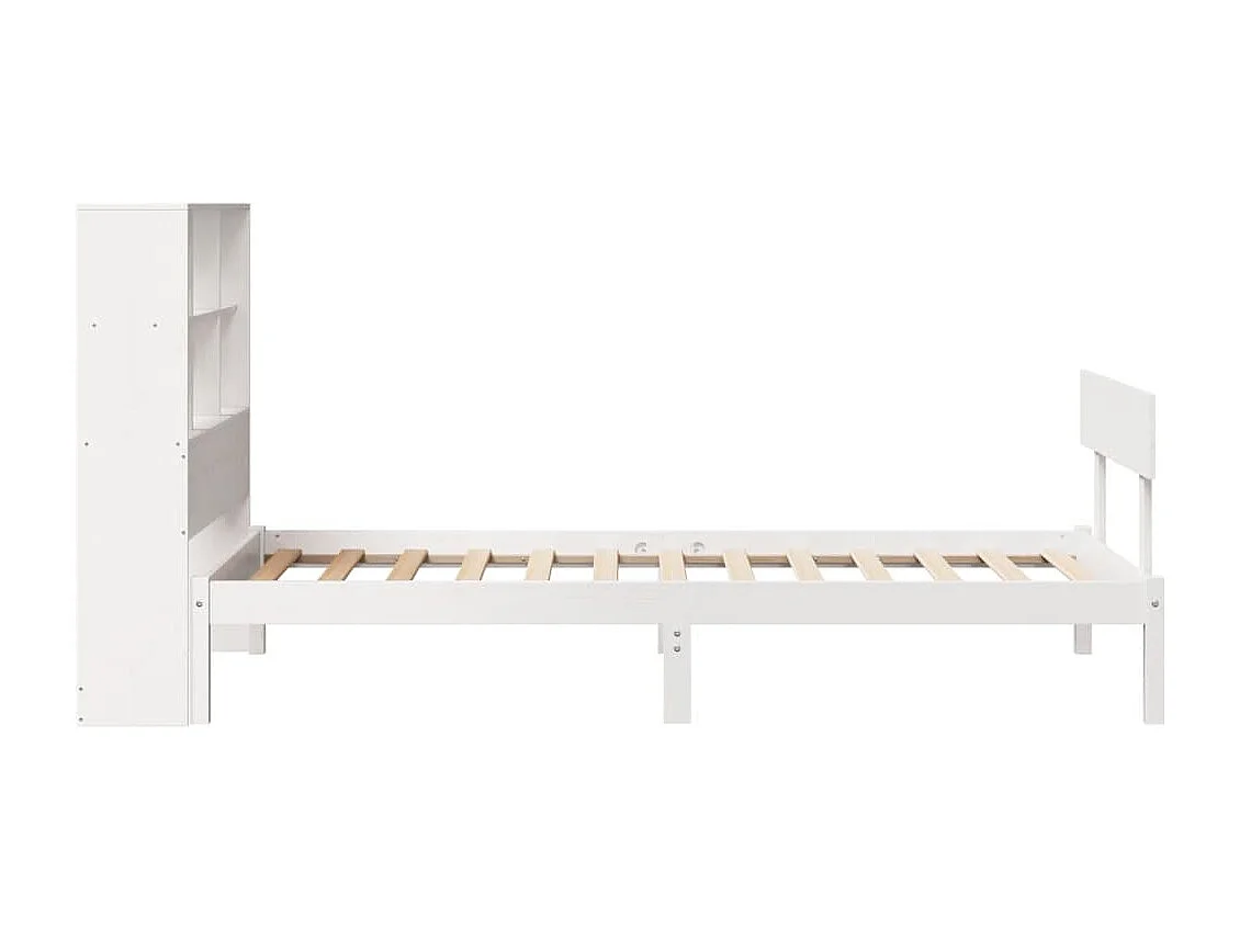 Letto libreria bianco senza materasso 90x190cm in legno massello di pino
