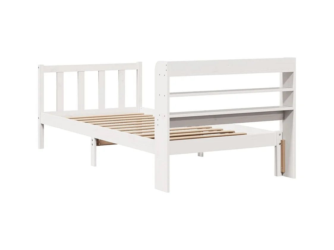Estructura de cama sin colchón blanca 100x200 cm madera maciza de pino