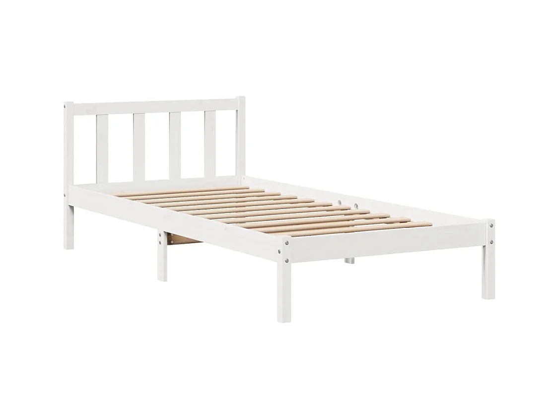 Estructura de cama sin colchón blanca 100x200 cm madera maciza de pino