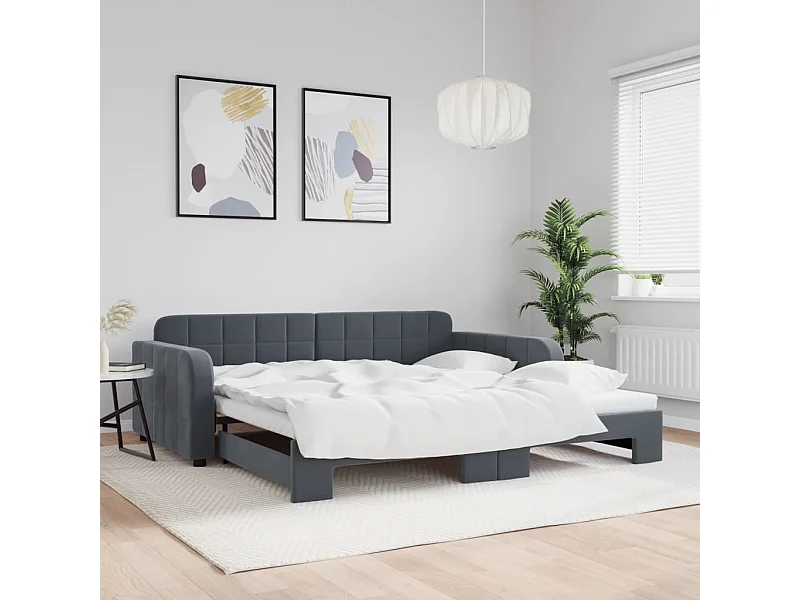 Dagbed met onderschuifbed zonder matras donkergrijs 100x200 cm