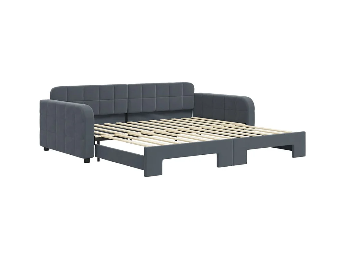 Lit de jour avec gigogne sans matelas gris foncé 100x200 cm