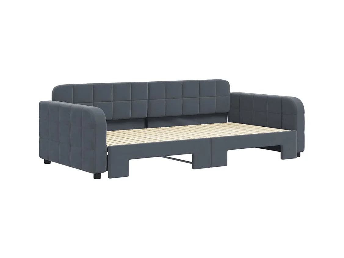 Lit de jour avec gigogne sans matelas gris foncé 100x200 cm