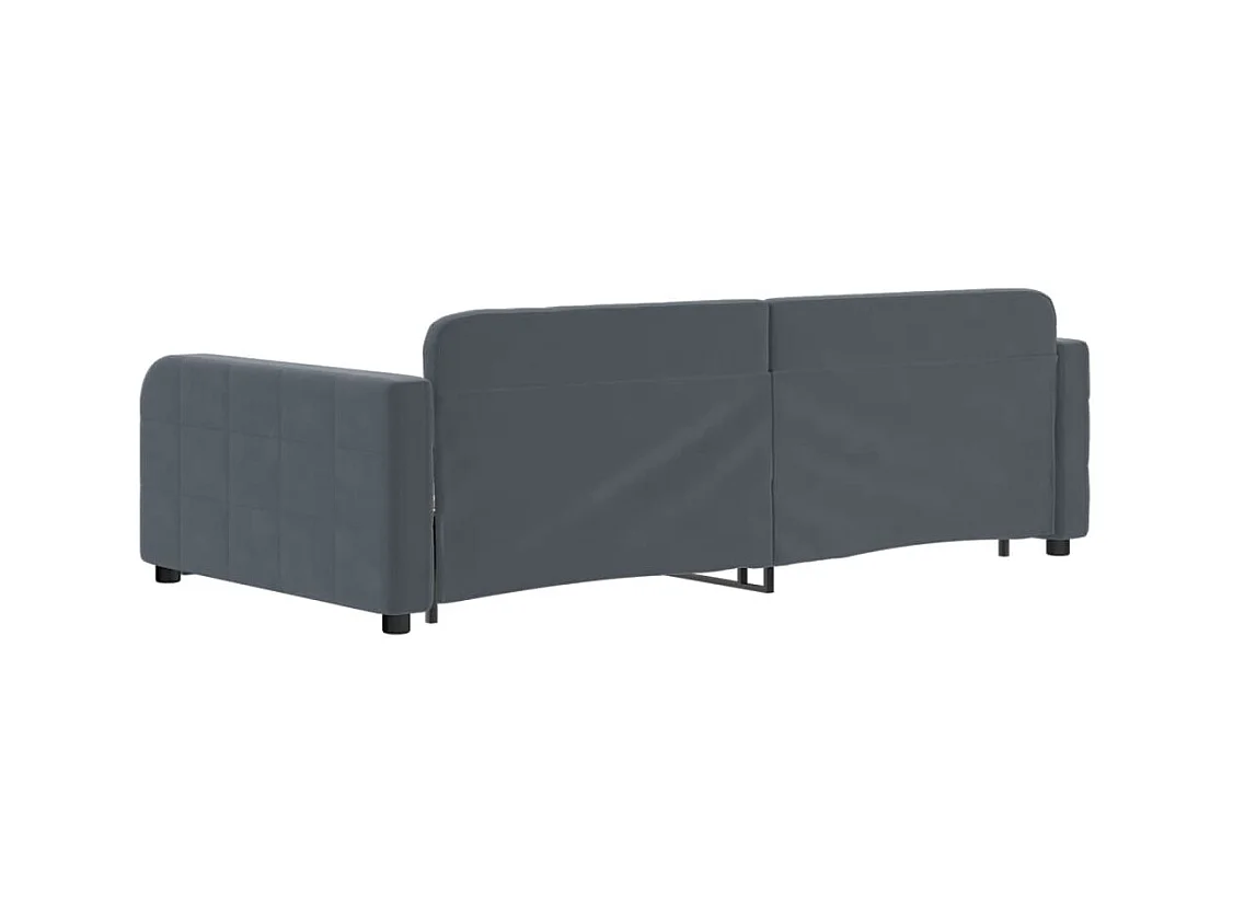 Lit de jour avec gigogne sans matelas gris foncé 100x200 cm