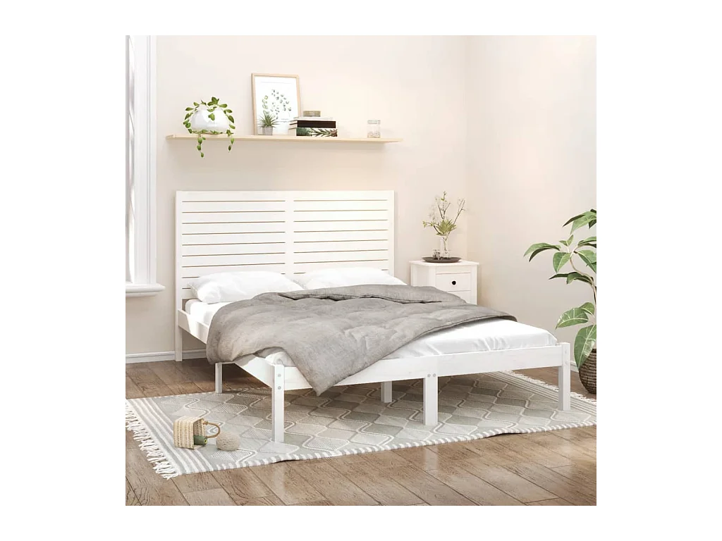 Bettgestell ohne Matratze weiß 140x200 cm Massivholz