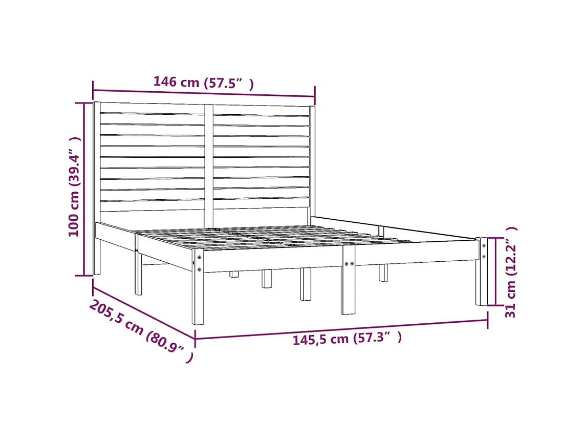 Bettgestell ohne Matratze weiß 140x200 cm Massivholz