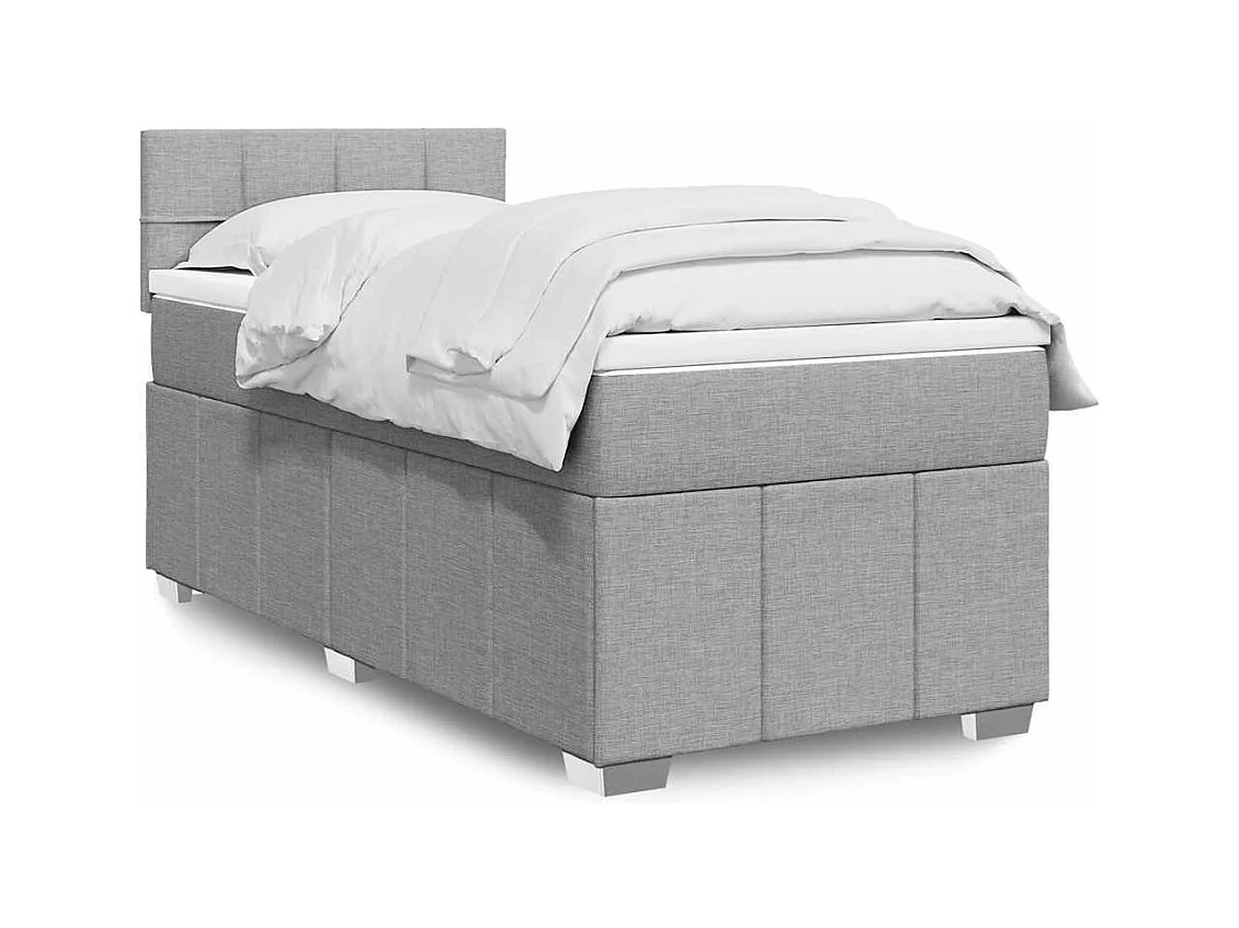 Sommier à lattes de lit avec matelas gris clair 80x200 cm tissu