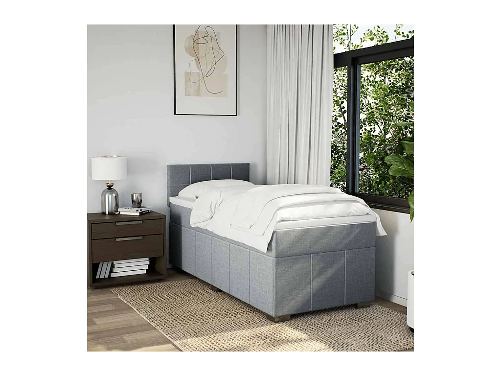 Sommier à lattes de lit avec matelas gris clair 80x200 cm tissu