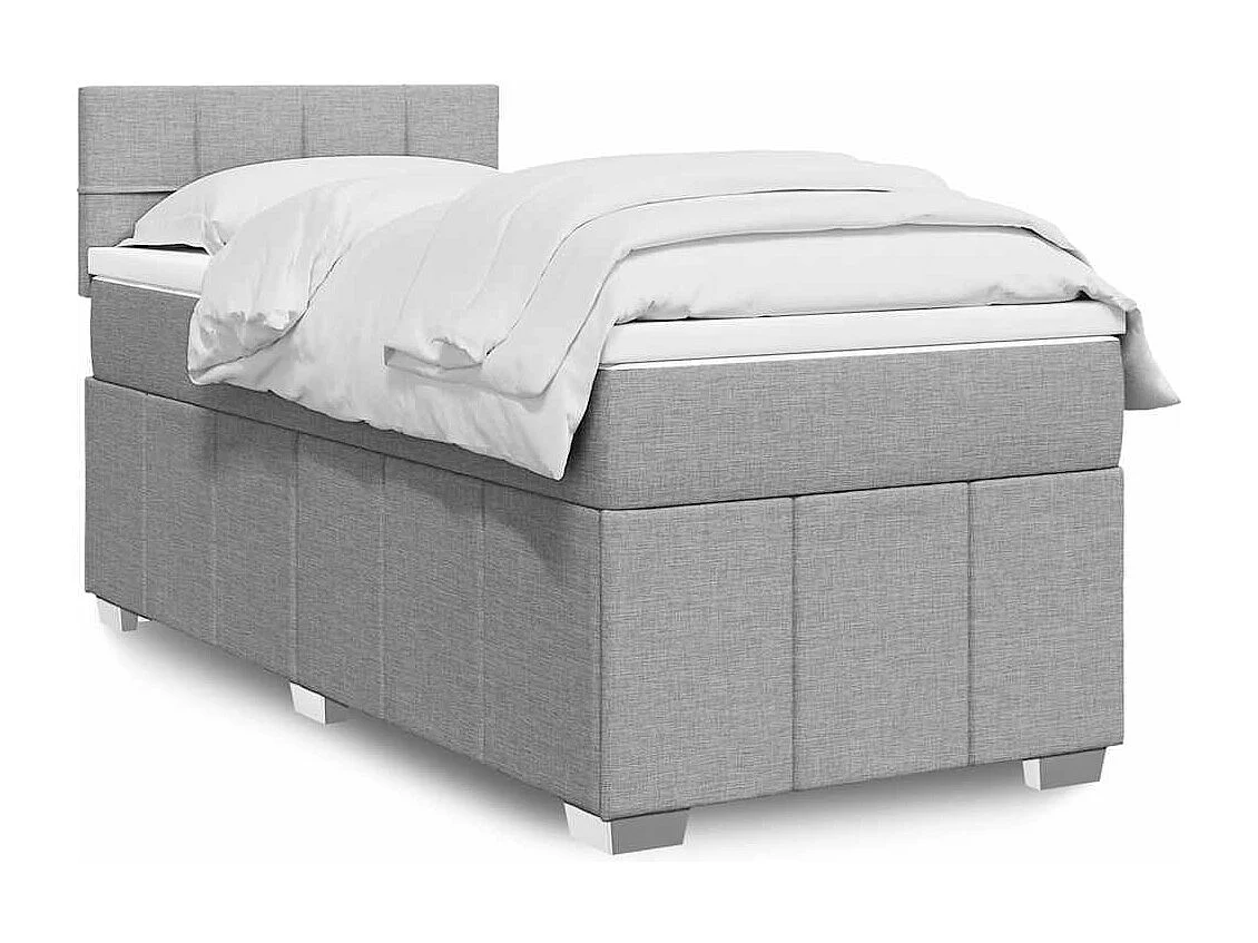 Sommier à lattes de lit avec matelas gris clair 80x200 cm tissu