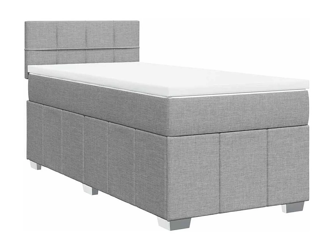 Sommier à lattes de lit avec matelas gris clair 80x200 cm tissu