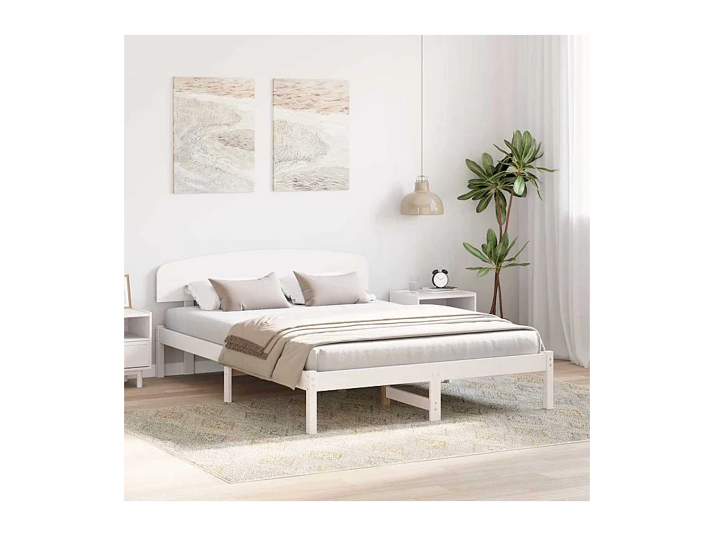 Cadre de lit Blanc 150 x 200 cm Bois de pin massif