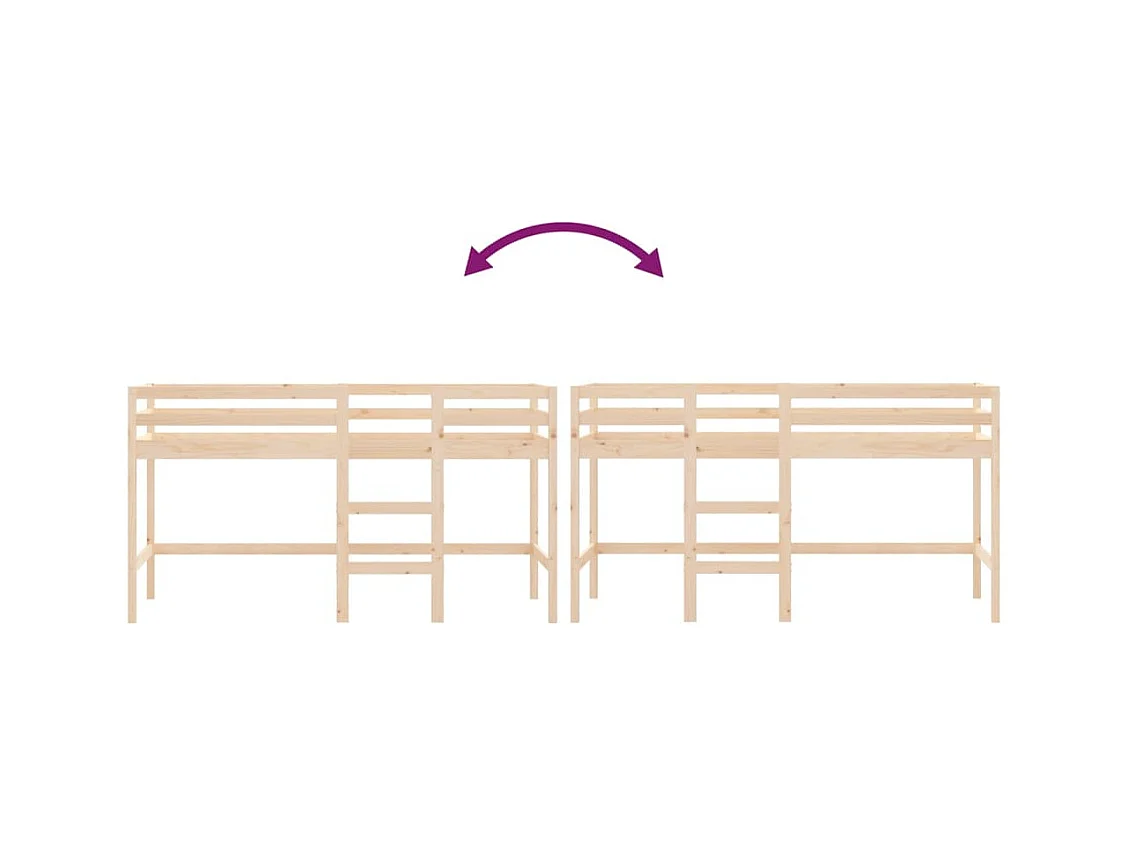 Letto a soppalco per bambini senza materasso con scaletta 80x200 cm