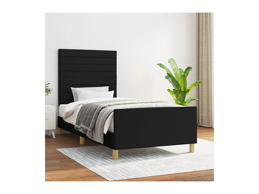 Cadre de lit sans matelas noir 90x200 cm tissu