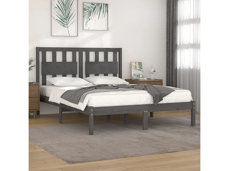 Bedframe zonder matras grijs massief hout 200x200 cm
