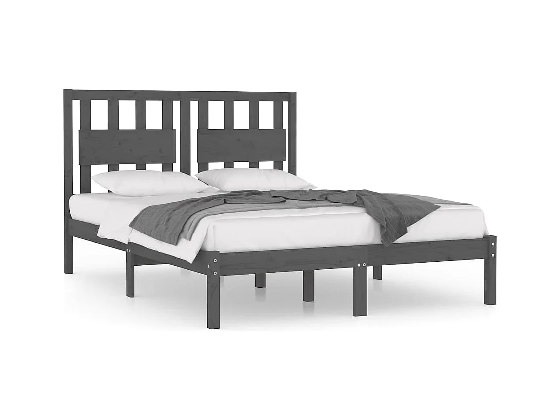 Bedframe zonder matras grijs massief hout 200x200 cm