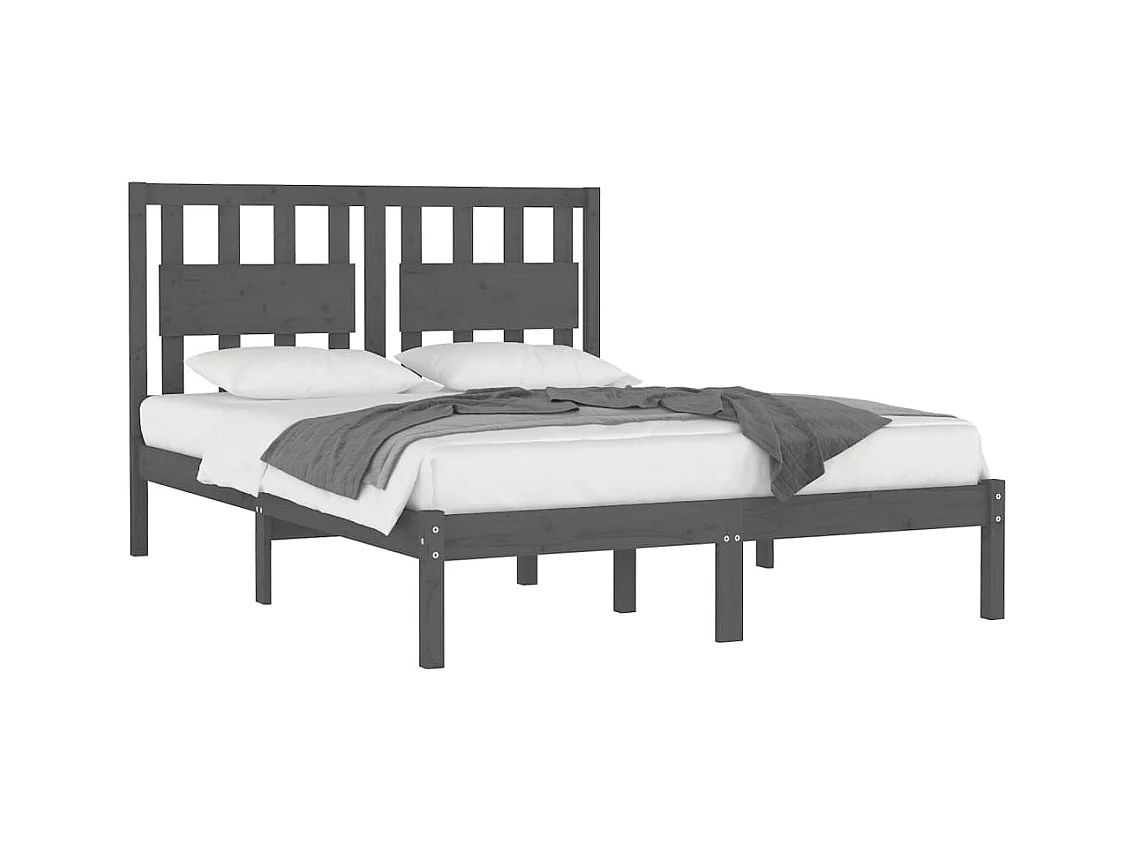 Bedframe zonder matras grijs massief hout 200x200 cm