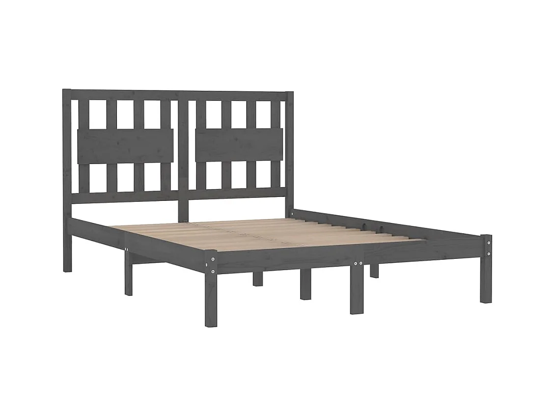 Bedframe zonder matras grijs massief hout 200x200 cm