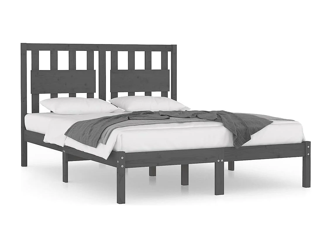 Cadre de lit sans matelas gris bois massif 200x200 cm