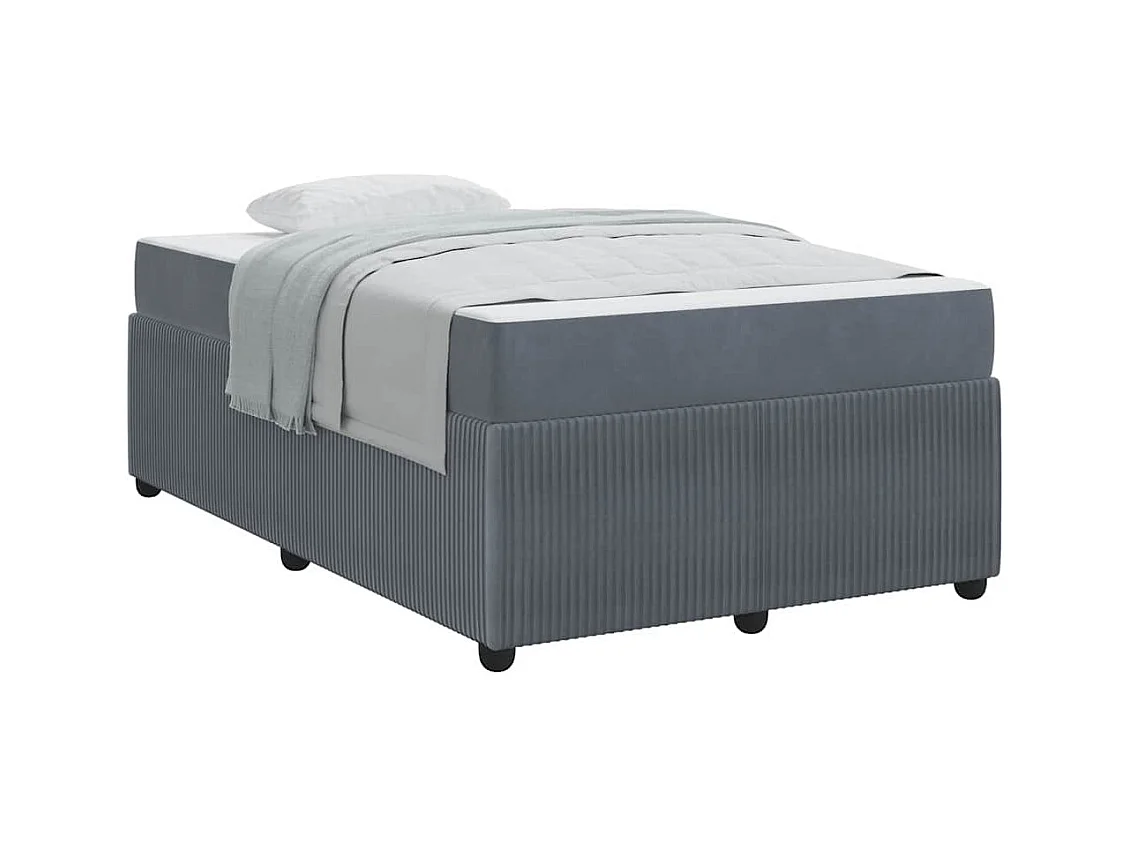 Struttura letto con materasso Grigio scuro 120 x 190 cm Velluto