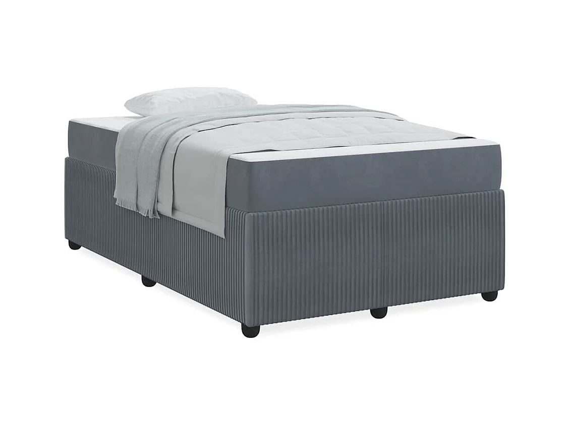 Struttura letto con materasso Grigio scuro 120 x 190 cm Velluto