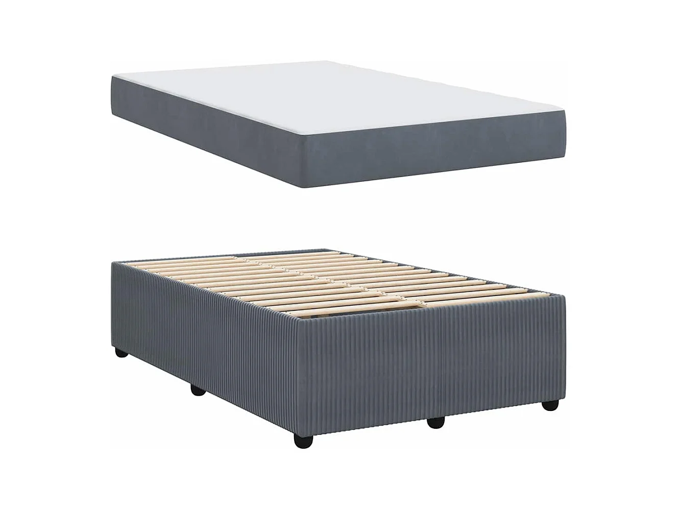 Struttura letto con materasso Grigio scuro 120 x 190 cm Velluto