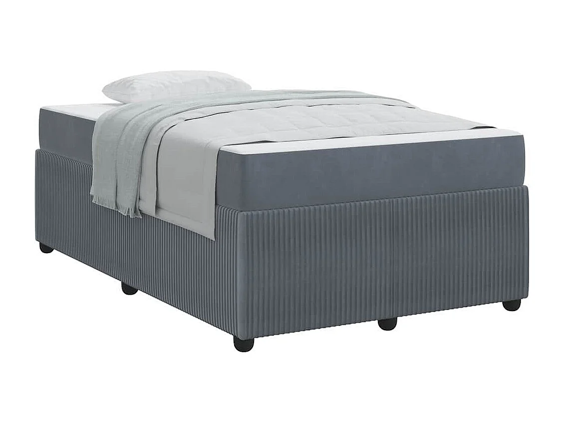 Cadre de lit avec matelas Gris foncé 120 x 190 cm Velours