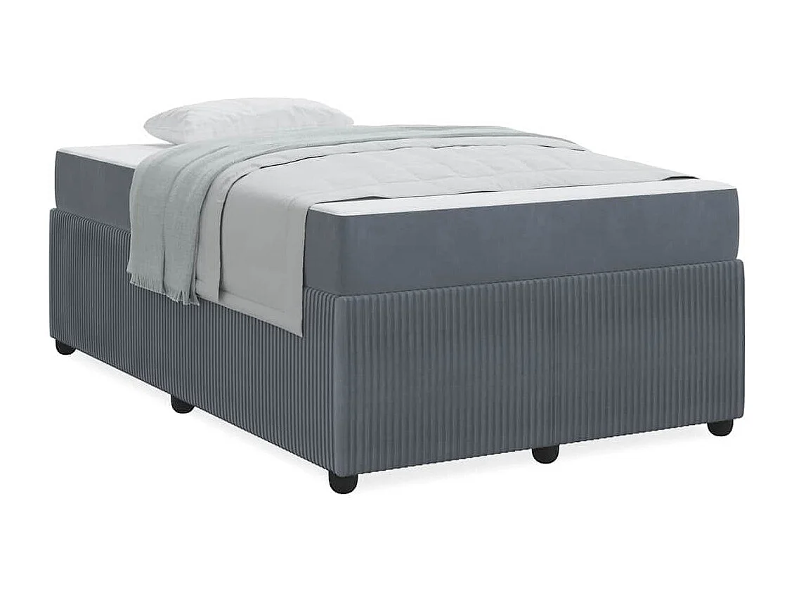 Cadre de lit avec matelas Gris foncé 120 x 190 cm Velours