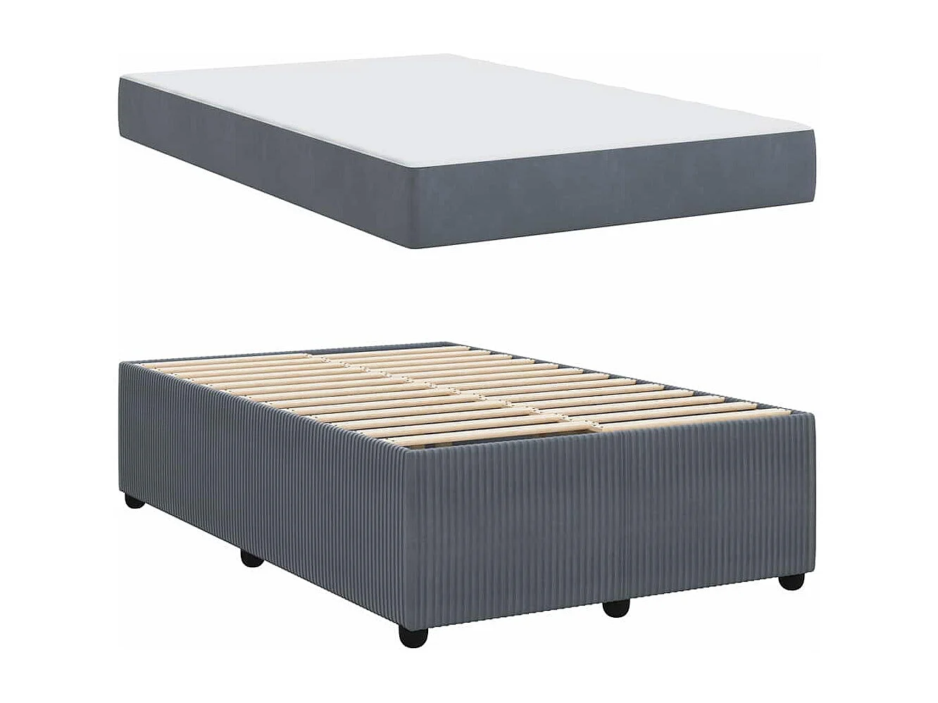 Cadre de lit avec matelas Gris foncé 120 x 190 cm Velours