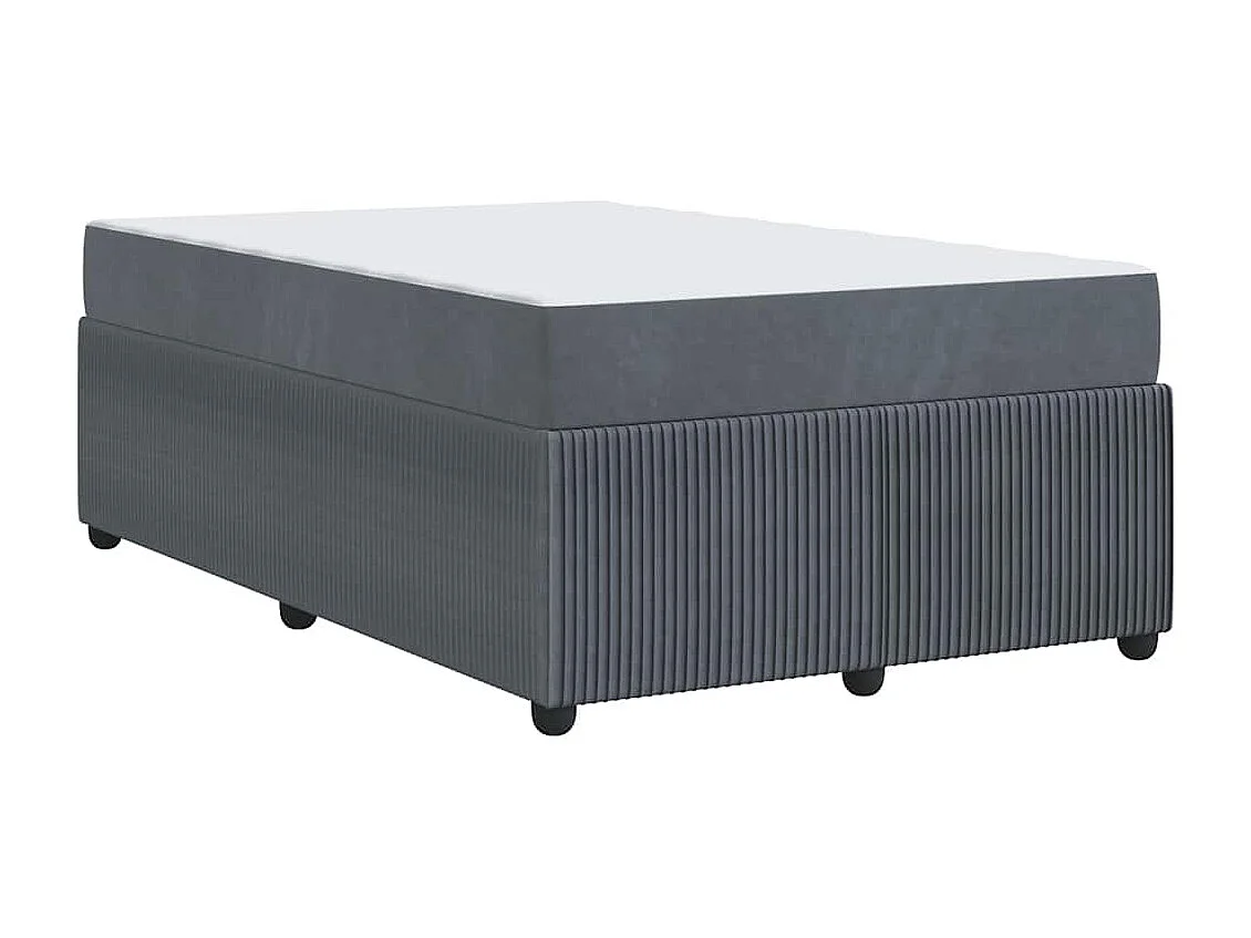 Cadre de lit avec matelas Gris foncé 120 x 190 cm Velours