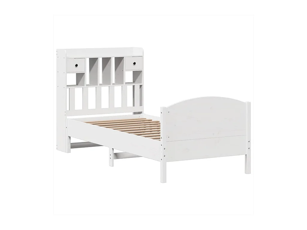 Weißes Regalbett ohne Matratze 75x190cm Massivholz Kiefer