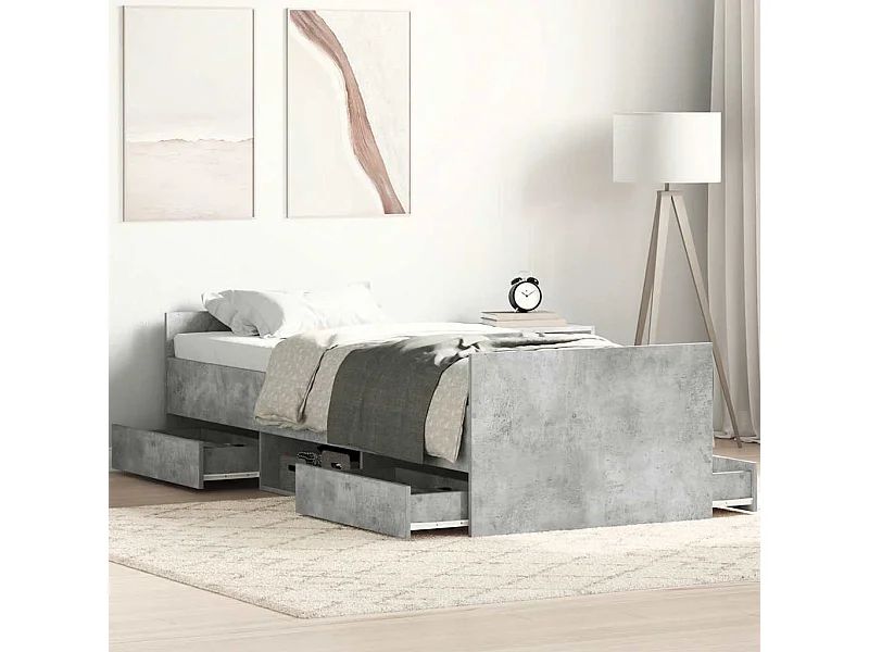 Betongrijs bedframe zonder matras 100x200 cm
