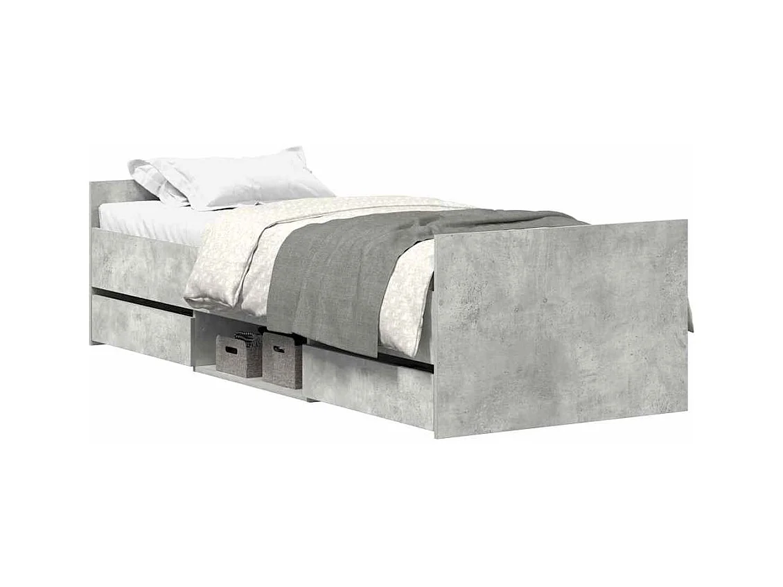 Betongrijs bedframe zonder matras 100x200 cm