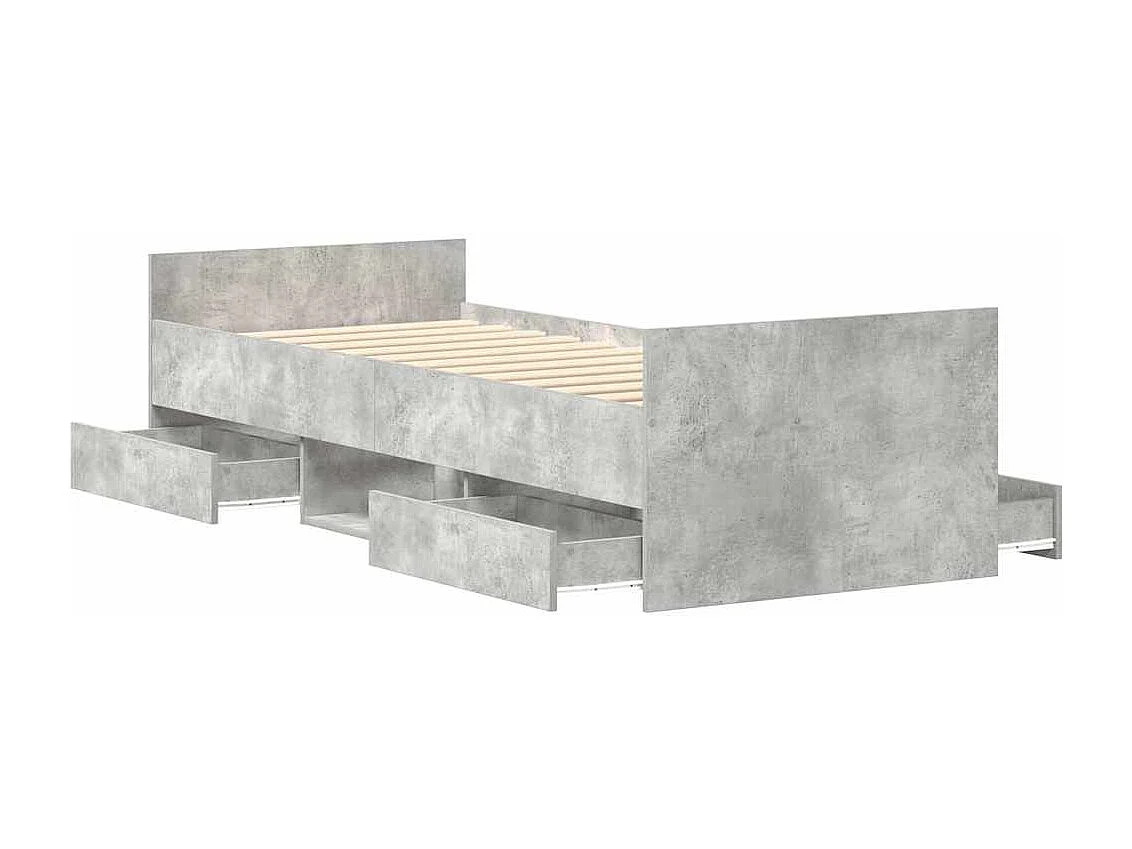 Cadre de lit sans matelas gris béton 100x200 cm